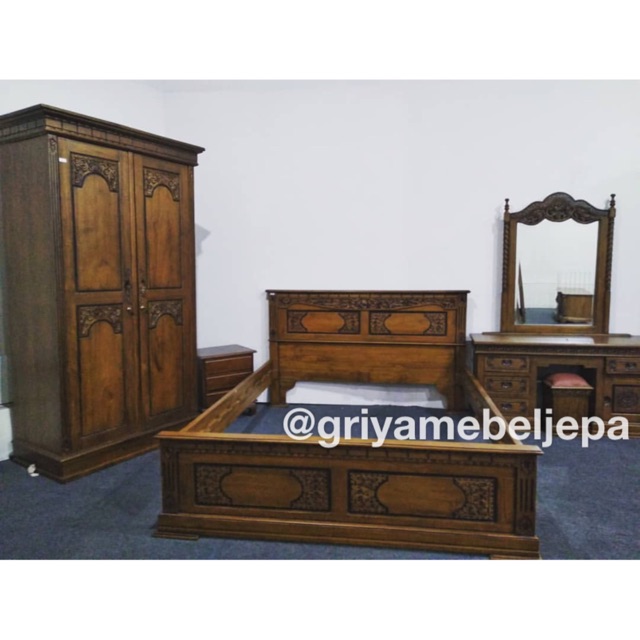 Tempat tidur meja rias  lemari  kayu jati  jepara  Shopee 