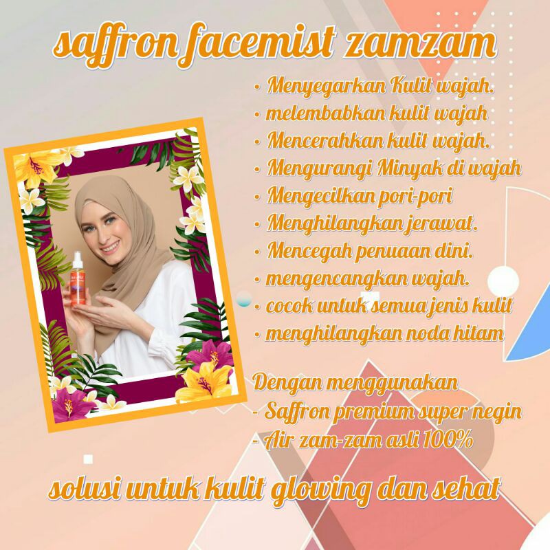 Spray facemist saffron zamzam/saffron/facemist saffron/saffron zamzam