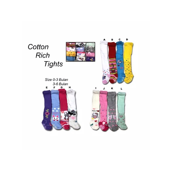 Legging Cotton Rich Tights / Legging Bayi / Celana Bayi Motif Isi 4 (Tersedia varian Motif &amp; Ukuran)