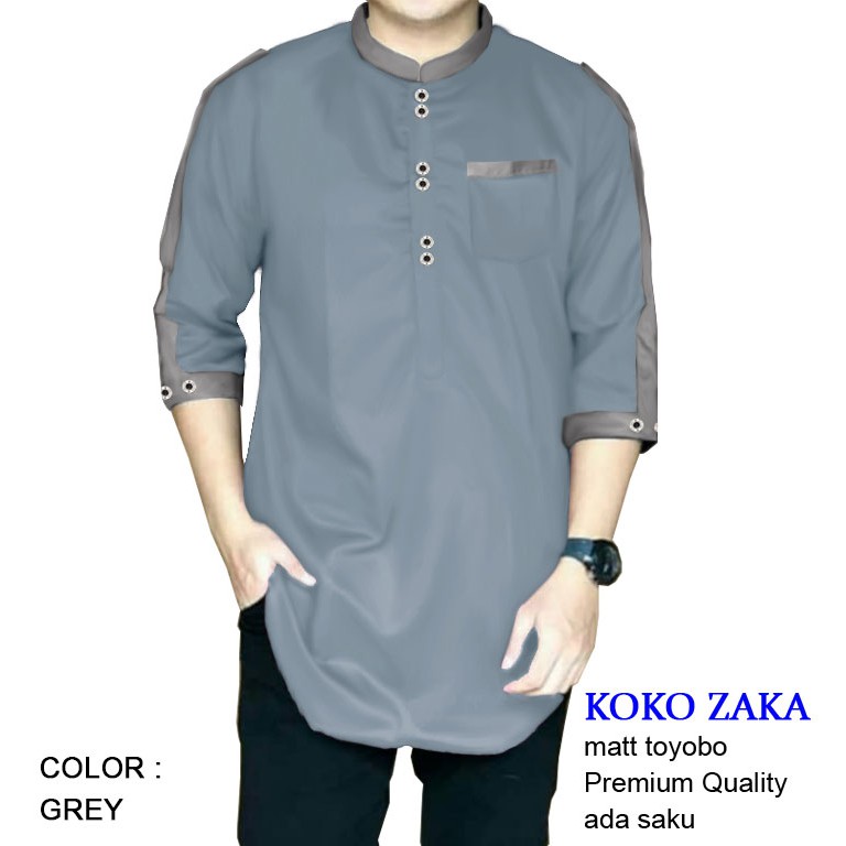 CGF 59300-61200-63219-65259-67137-69115 KOKO ZAKA Baju Koko Qurta Pria,Baju Koko Pria Terbaru,Termurah&Terlaris.-Grey