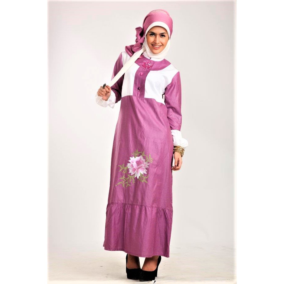 Gamis Bordir Katun Jepang Burgundy GS055