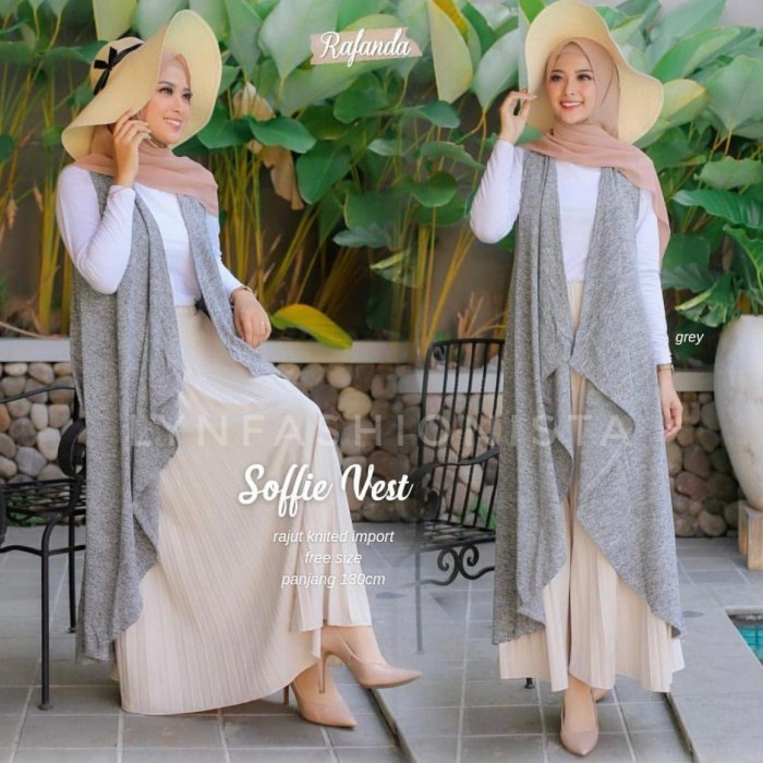 Cardigan Rajut Wanita/Soffie Outer/Long Kardy Gamis Tanpa Lengan