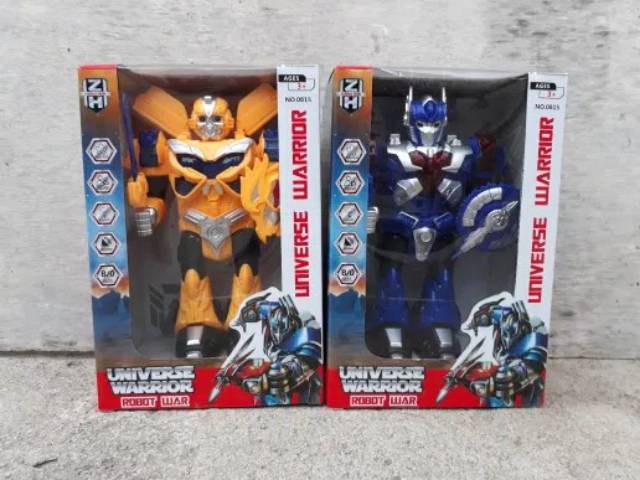 Mainan Robot Transformers Bisa Jalan Bersuara Lampu LED Anak Edukatif