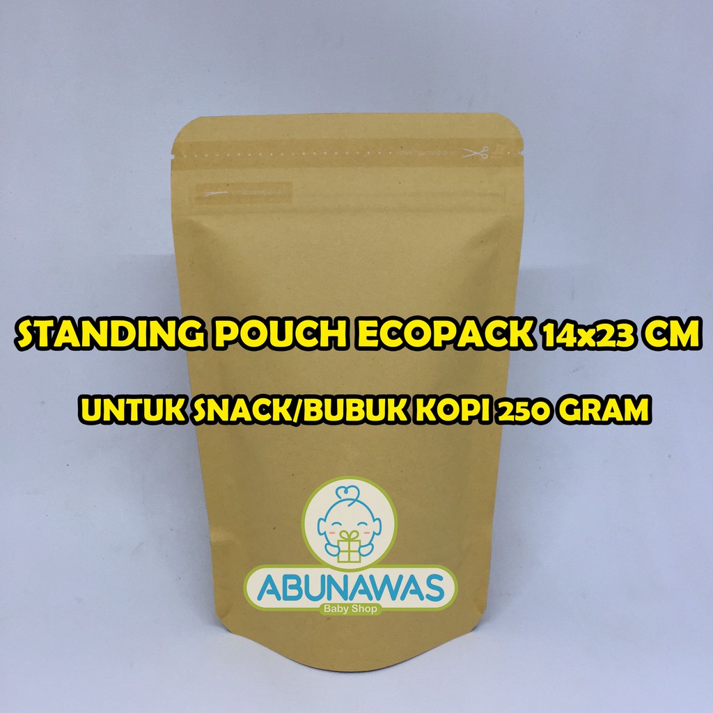 Kemasan Ecopack 14x23 cm merk Kpack / Standing Pouch Ecopack / Kemasan Kopi 250gr