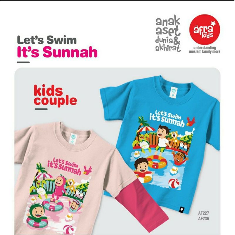 Kaos Anak Afrakids AF227 &quot;Let's Swim It's Sunnah&quot; Lengan Panjang