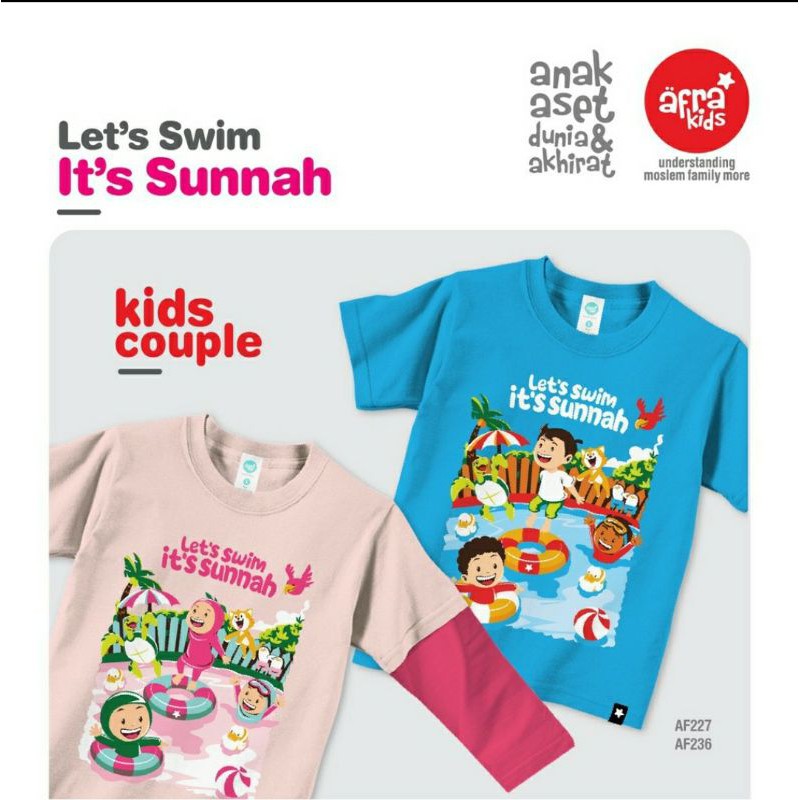 Kaos Anak Afrakids AF227 &quot;Let's Swim It's Sunnah&quot; Lengan Panjang