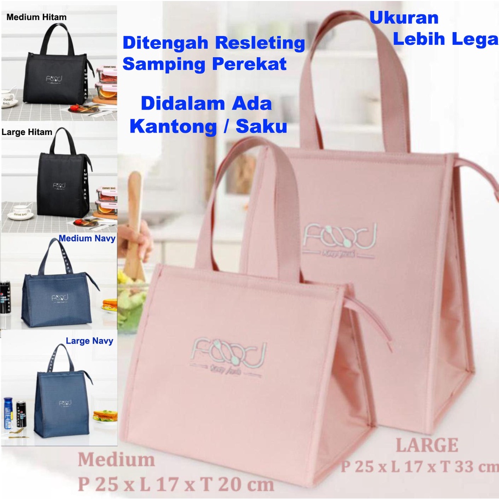 FOOD Tas Lunch Tote Bag Food Box Foil Lunch Box Tas Bekal makan siang Cooler bag makanan tas multi-tujuan