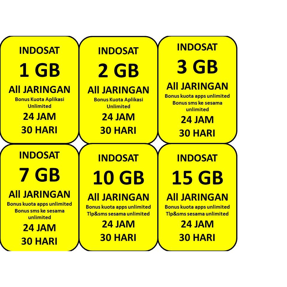 PAKET DATA INTERNET INDOSAT (1GB, 2GB, 3GB, 7GB, 10GB, 15GB)