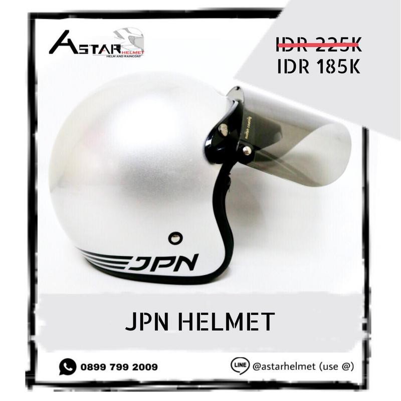 Helm Bogo Jpn Silver Glos + Kaca Datar / Cembung
