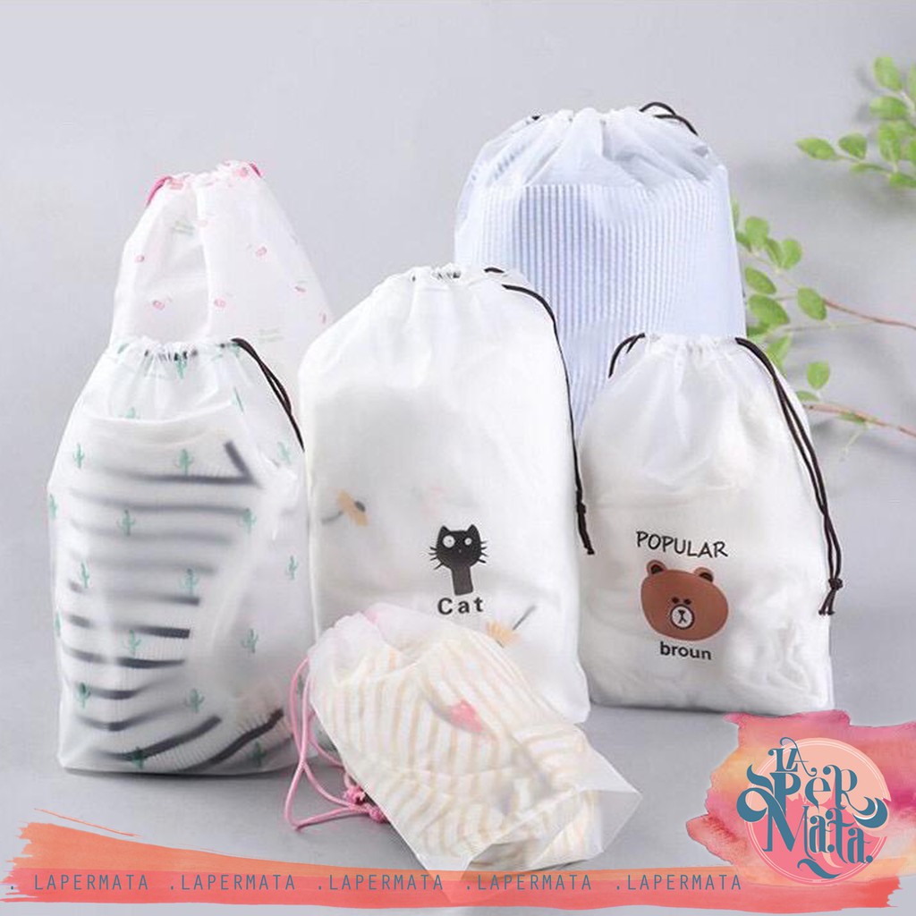 Tas Kosmetik Pouch Bag Organizer Waterproof / Pouch Kosmetik Drawstring - LPM Shop