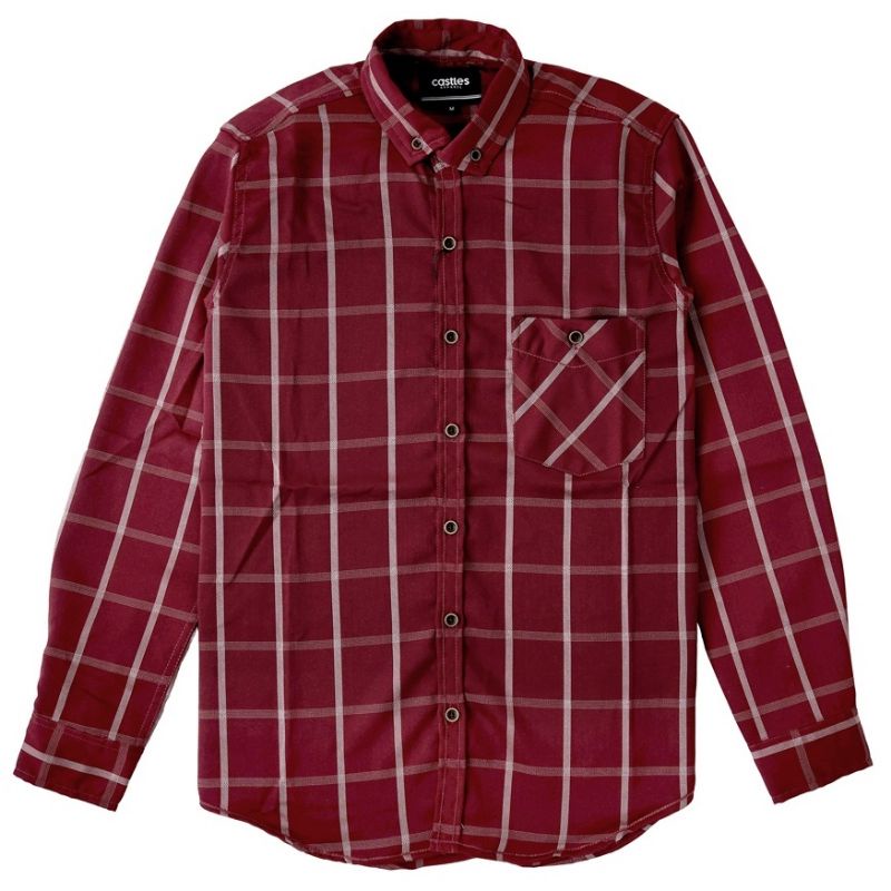 Castles Flannel Shirt White Plaid Red Flanel Pria Premium Flanel Distro Flanel Casual