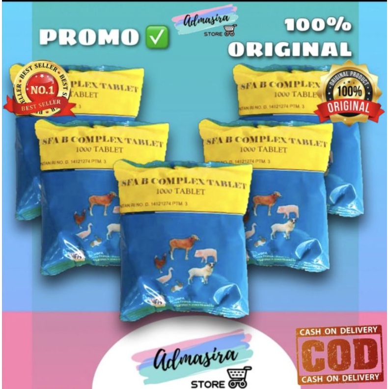 VITAMIN B Komplek 1000 Tablet USFA B Sapi ayam Kelinci Kucing Becomp