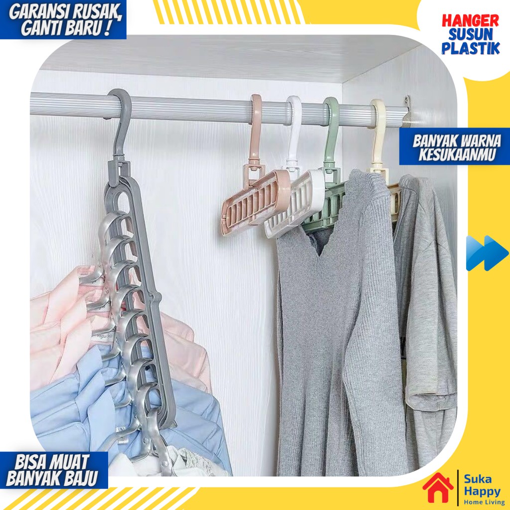 Hanger Baju Plastik Jemuran susun Gantungan Kastok Baju Pakaian Lipat Susun Gantung Lemari Plastik