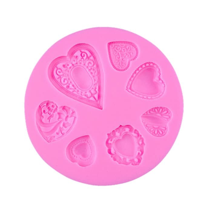 3D Silicon Mold Fondant Cake Decoration - Seven Holes Heart