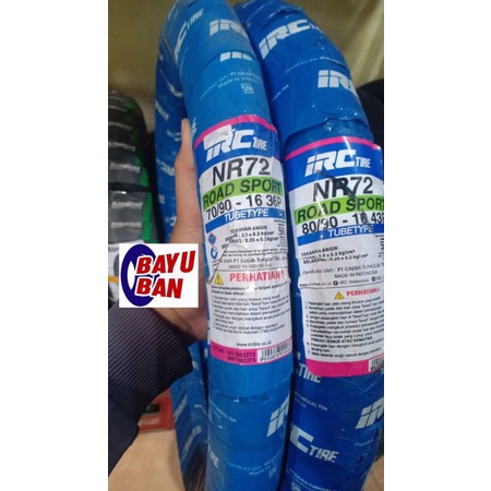 Ban Ring 16 Paket 2 Ban 70/90 80/90 IRC NR72 Tube Type