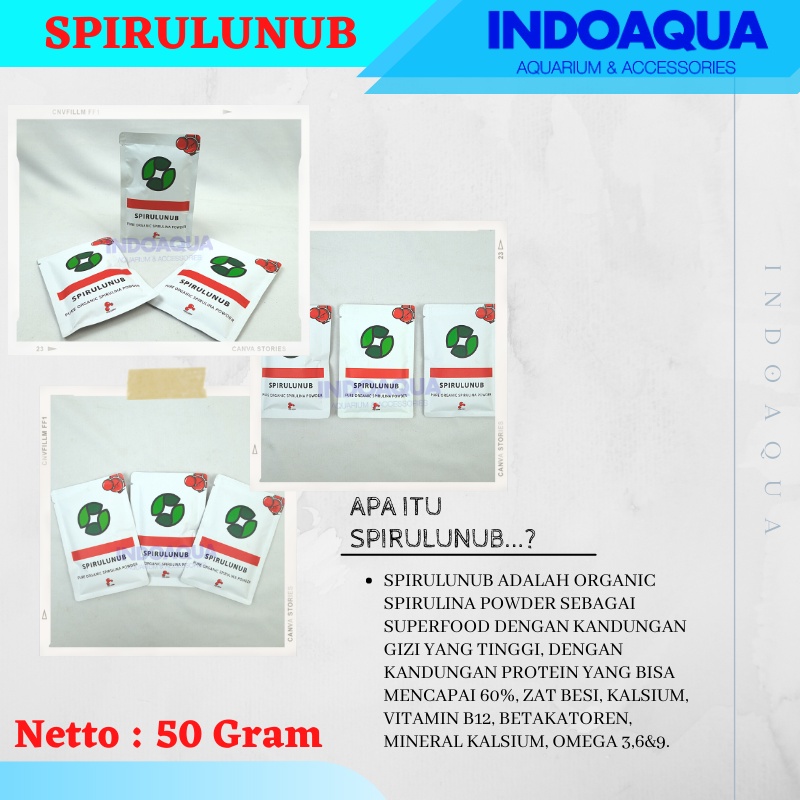Spirulunub Aqua Lunub 50 Gram Spirulina Khusus Ikan | Spirulina Powder Berkualitas Supplement Ikan H