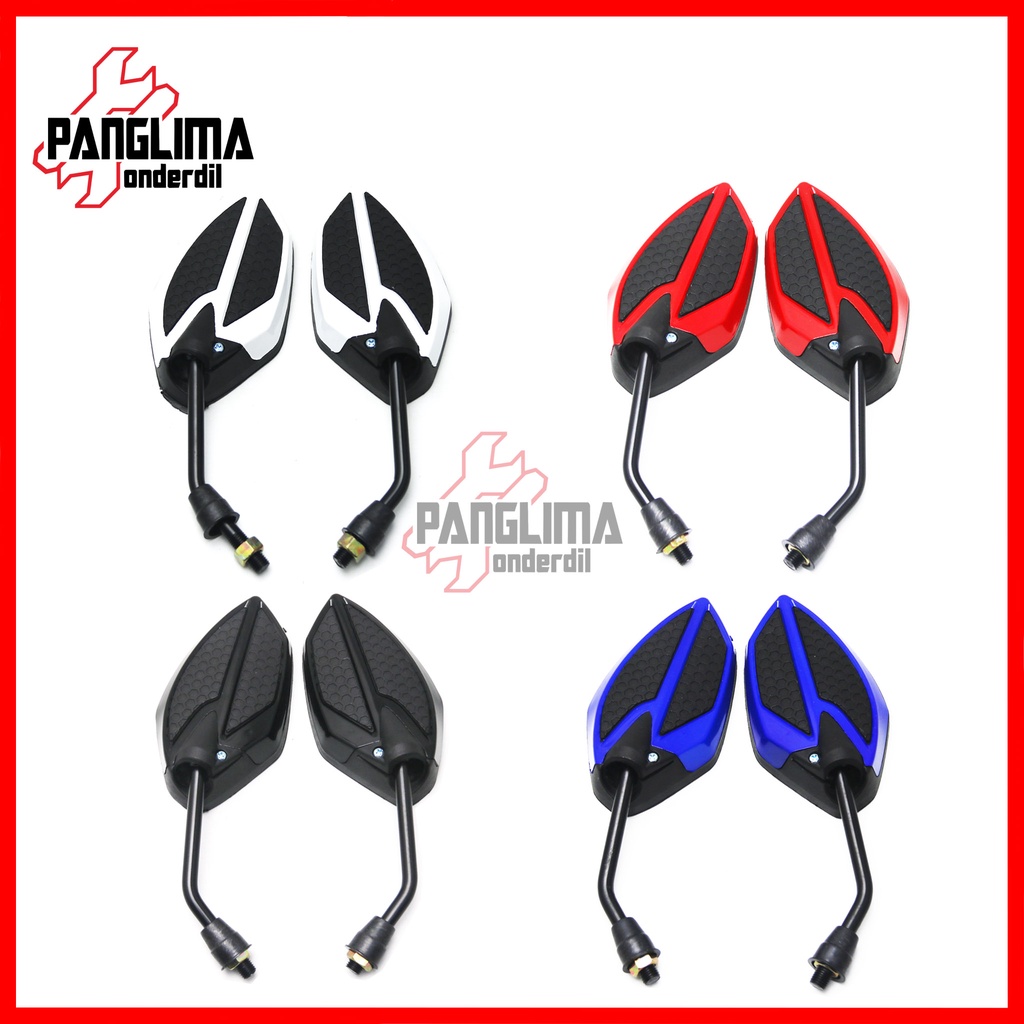 Spion Set Variasi Demax Honda Semua Jenis Motor Honda Drat Kanan Baut 14 Beat-Vario-Scoopy-Spacy-Revo-Grand-Supra-PCX-Tiger Sepion Kaca Universal Putih-Merah-Biru-Hitam