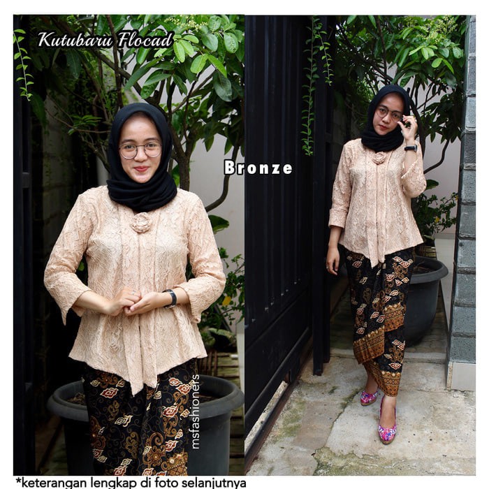 Kebaya Modern Setelan Floy Brokat / Floy Brukat Navy Dan Warna Lainnya