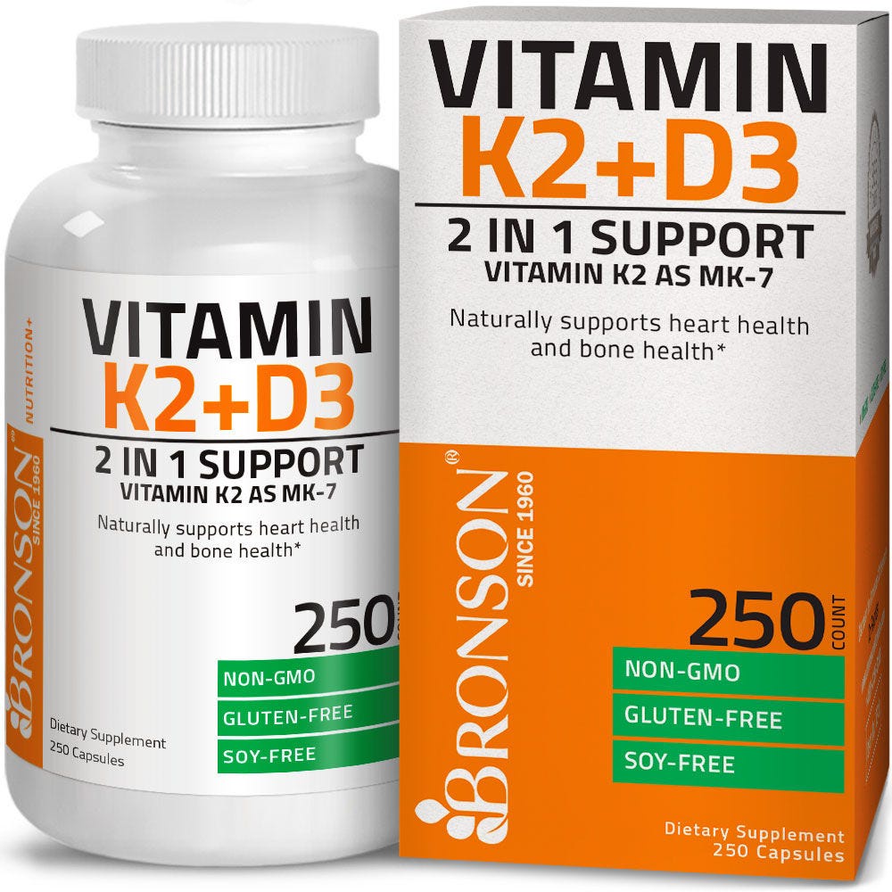 VITAMIN D3 K2 MK - 7  Plus Vitamin D3 5000 iu BRONSON  - 250 Capsule