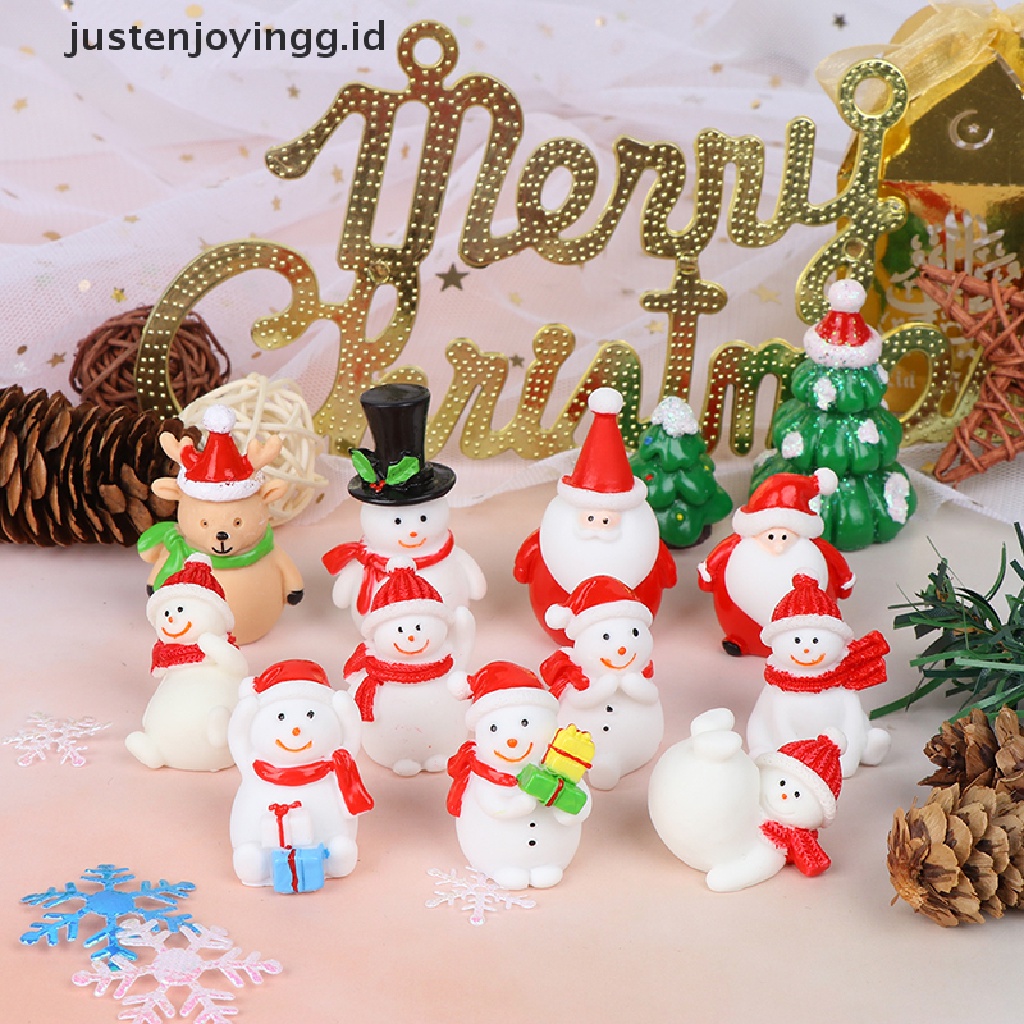 // justenjoyingg.id // Christmas Snowman Santa Claus Trees gift Figurines Fairy Garden Miniatures Craft ~