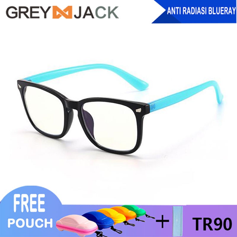 Grey Jack Kacamata Anak Remaja Lensa Anti Radiasi Blueray Komputer HP TV Fashion Anak Perempuan dan Laki-laki 8297-C33black blue