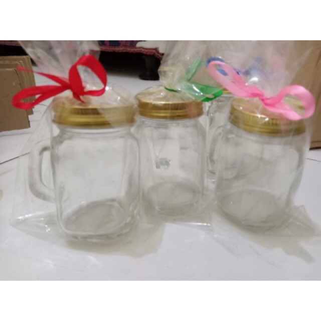 Mug jar mini harvest jar mason jar rainbow jar souvenir wedding murah