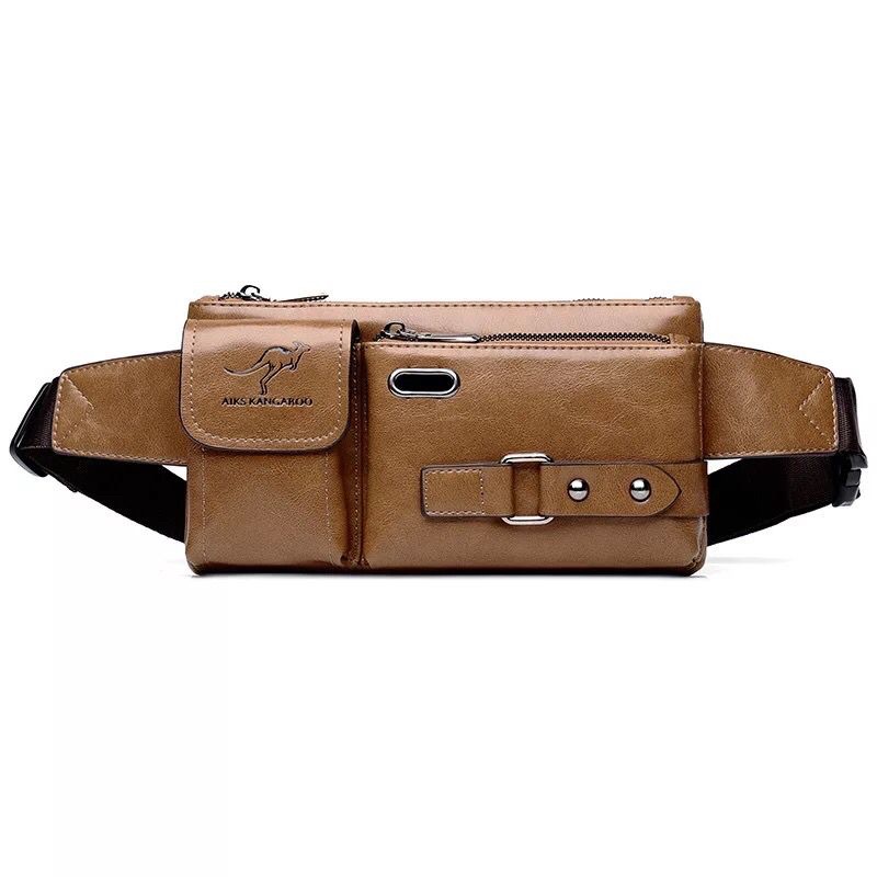 TAS SELEMPANG PRIA ANTI AIR BAHAN SEMI KULIT TAS PRIA SELEMPANG WAIST BAG GAUL KEREN TAS PRIA DADA BAHAN SINTETIS TAS PRIA PINGGANG ADA TEMPAT HAND SET