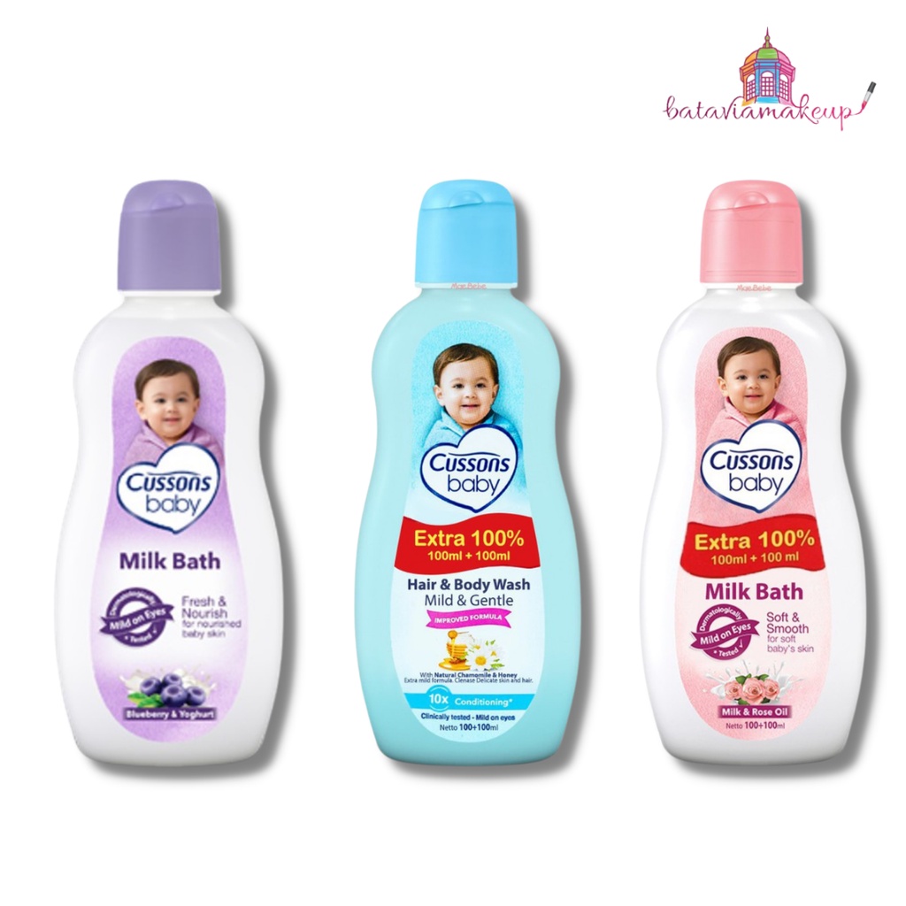 Cussons Baby Milk Bath / Hair&amp;Body Wash /Sabun Madi Cair Bayi/Cusson Sabun Susu Cair 100ml + 100ml Isi Hemat