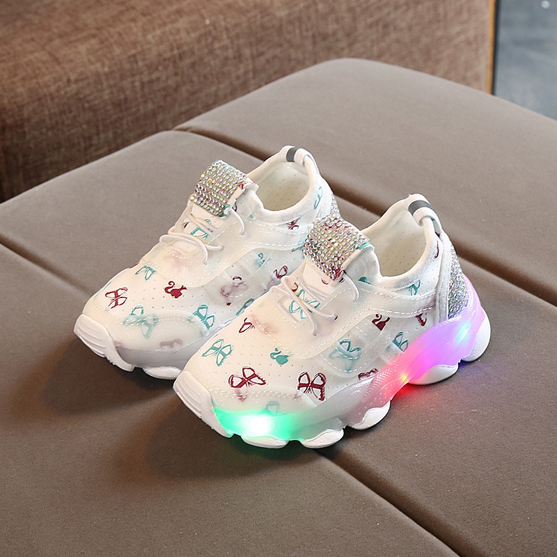 Limited Edition - Sepatu Sneakers LED Anak Perempuan Motif Kupu-kupu Import 012