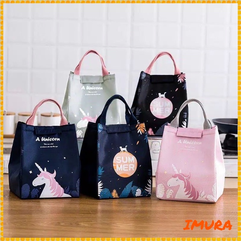 IMURA | Lunch Box Summer and Unicorn / Cooler Bag / Tas Bekal Anak