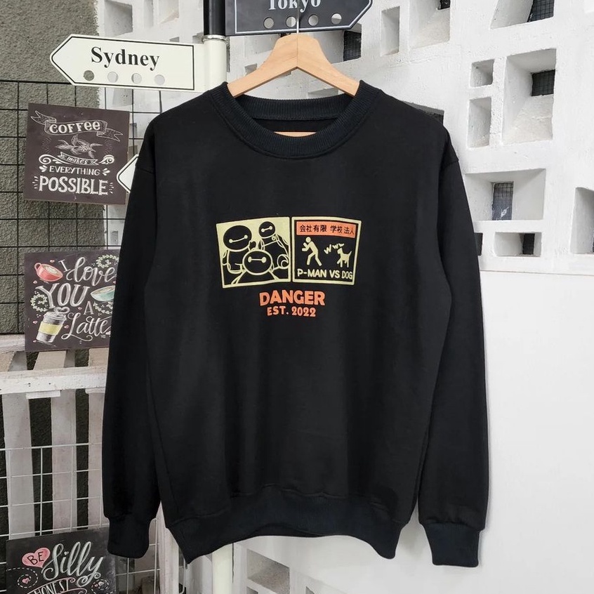 Outwear Atasan Sweater Be Awere Danger Crewneck Basic Oblong