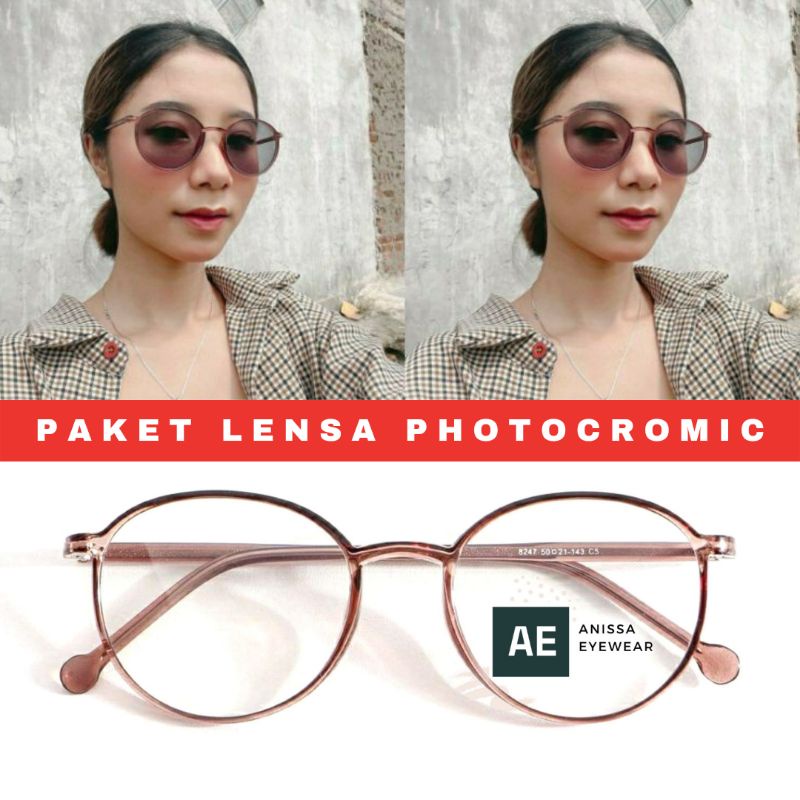 Kacamata 8247 Lensa Photocromic  Kacamata wanita Dan pria kacamata minus kacamata minus