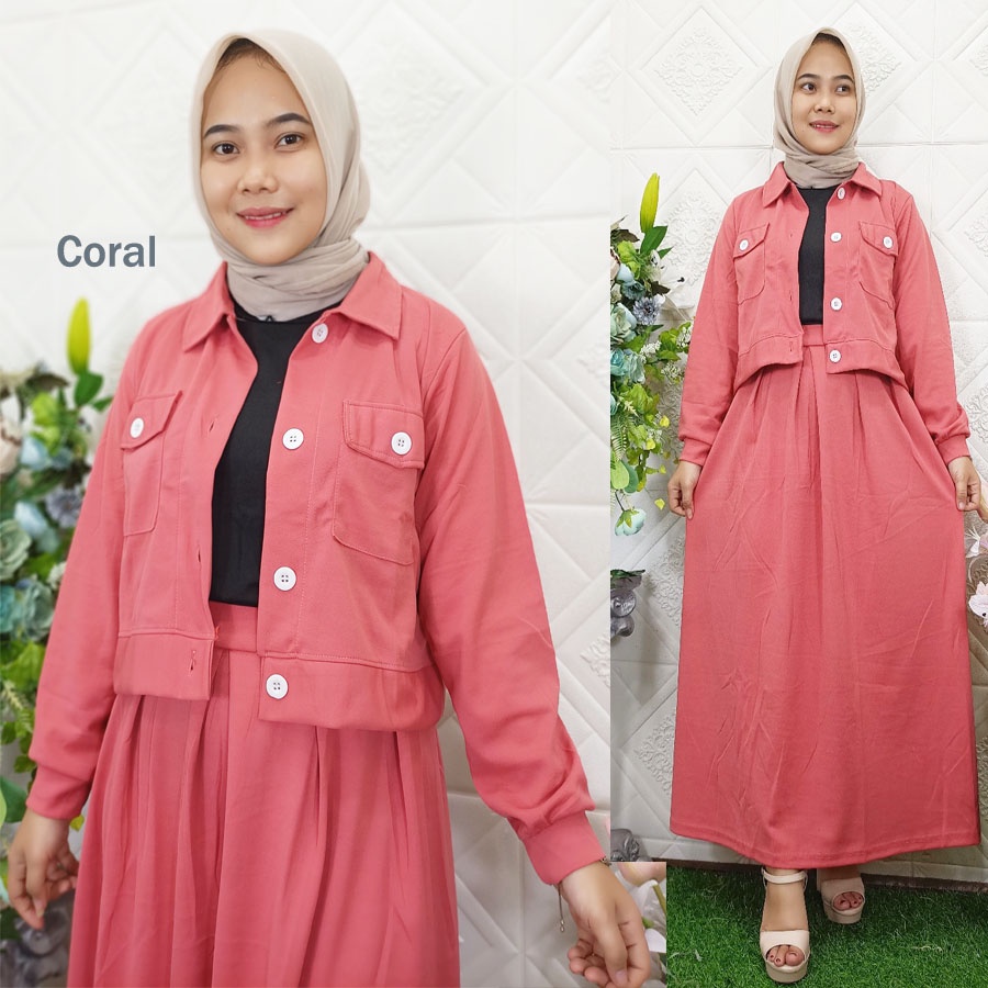 SETELAN JAKET CROP DAN ROK SKIRT MELIA 3in1 CARLINA