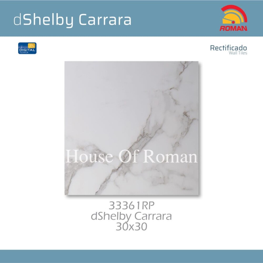 ROMAN KERAMIK LANTAI KAMAR MANDI dShelby Carrara 30x30 33361RP GRADE 1