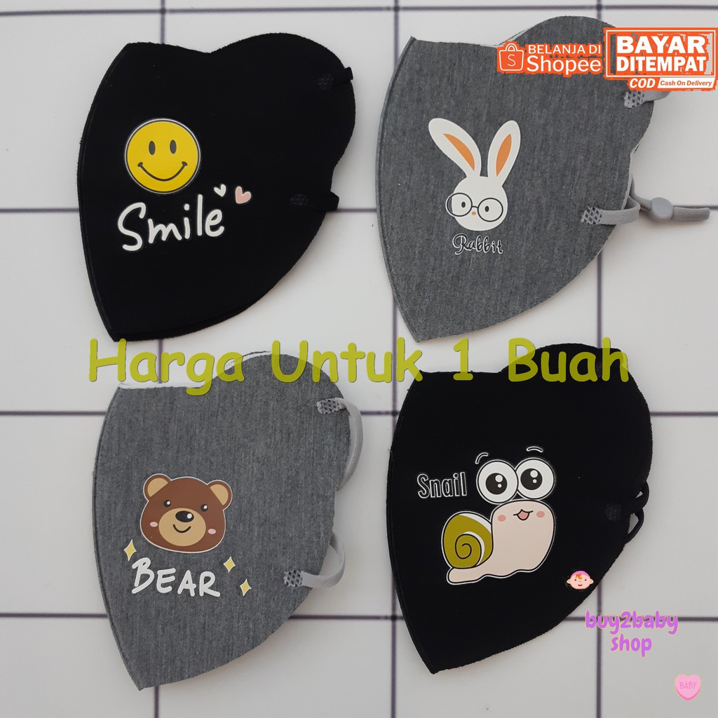 Masker anak motif karakter bahan premium halus dan lembut warna soft 1 PCS