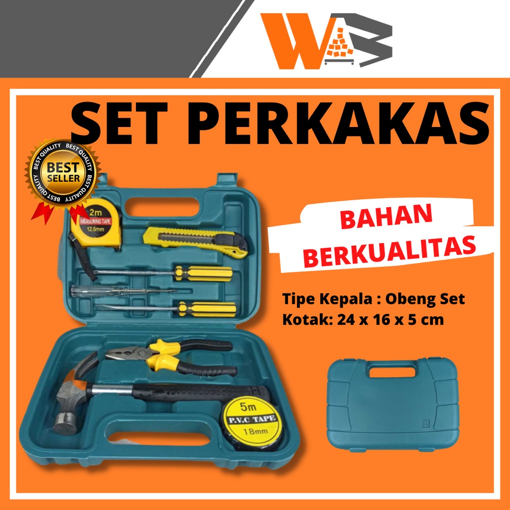 COD Alat Set Perbaikan Rumah Lengkap Berkualitas Perkakas Palu Tang Obeng Cutter Meteran 8 in 1 D76