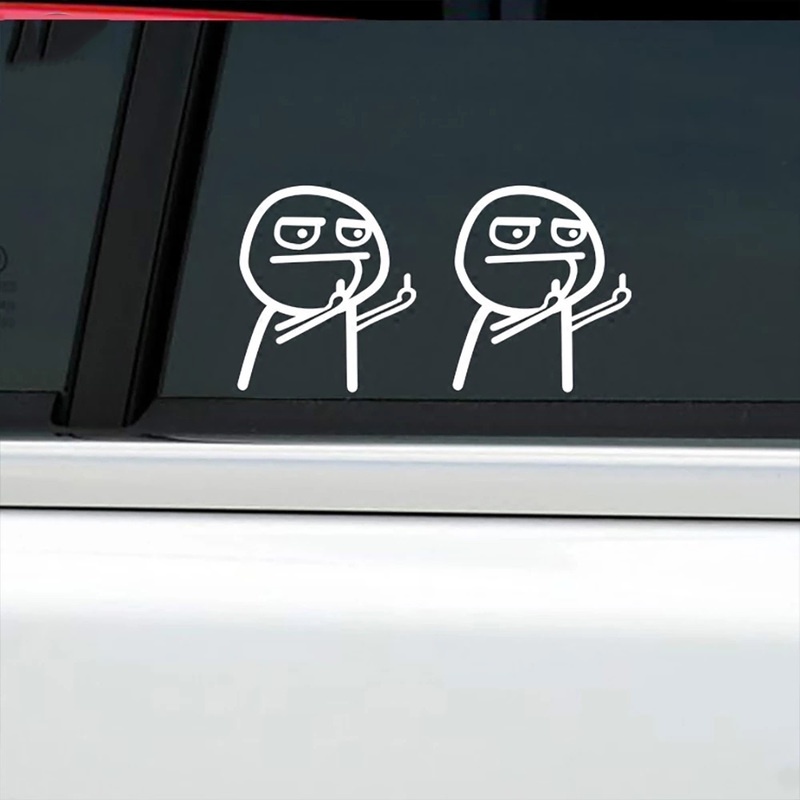 1PC Cartoon JDM Funny Two Middle Fingers Reflective Car Stickers / Auto Self-Adhesive Vinyl Stickers