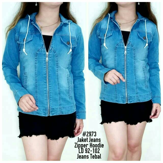 Jaket jeans zipper hoodie
Fashion wanita.