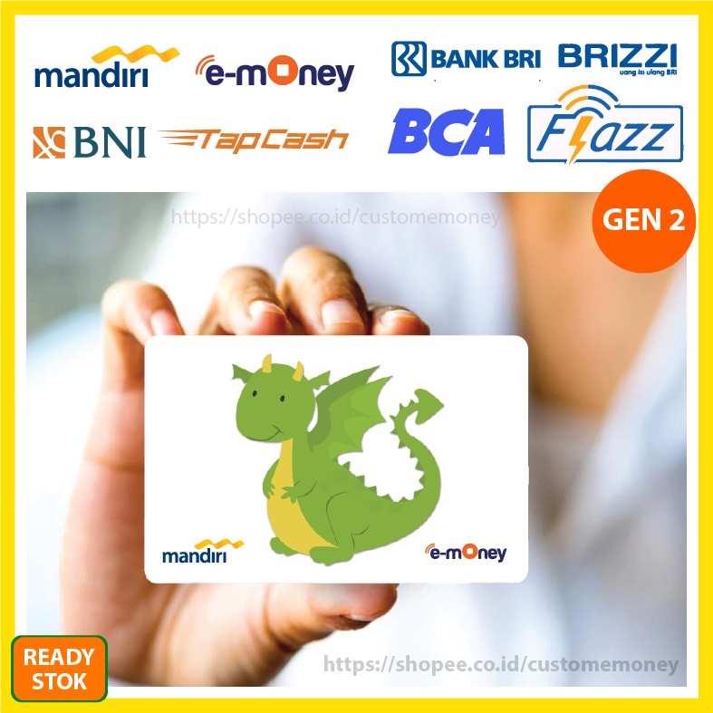 KARTU EMONEY ANIME KARTUN NAGA KEREN ETOLL E-MONEY MANDIRI FLAZZ BCA GEN 2 TAPCASH BRIZZI - 1 SISI