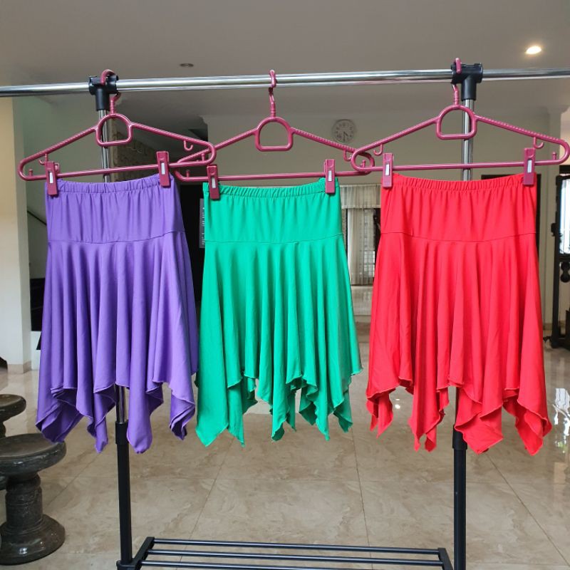 ROK RUMBAI FLARE SKIRT DANSA LINE DANCE KOSTUM PAKAIAN SENAM TARI OLAHRAGA WANITA LNCP