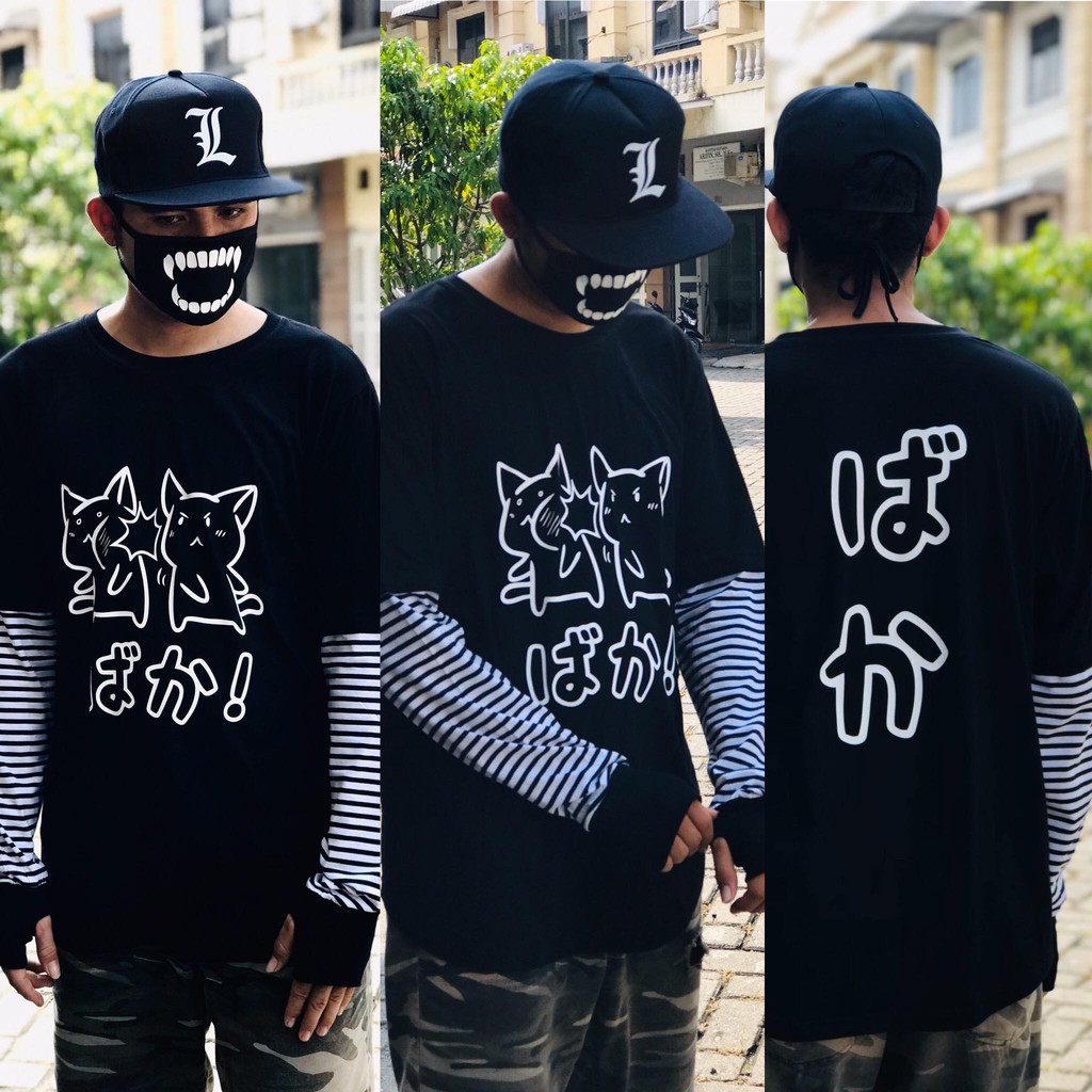 Longsleeve Double layer Neko BAKA Black