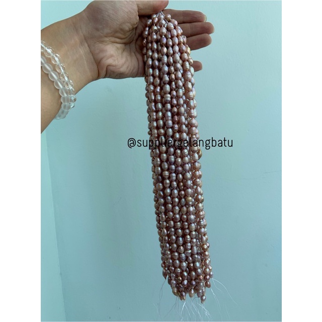 Bahan Mutiara Air Tawar Barok LAVENDER 8 x 12mm OVAL baroque pearl