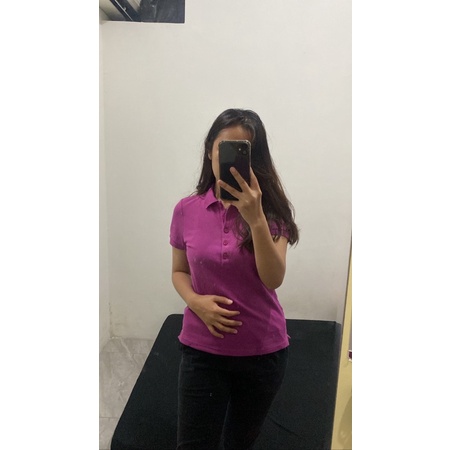 (Nett) NEW Uniqlo Polo Shirt / Polo Shirt Pink Fanta / Polo Shirt Fuschia / Uniqlo Fuschia Top / Pin