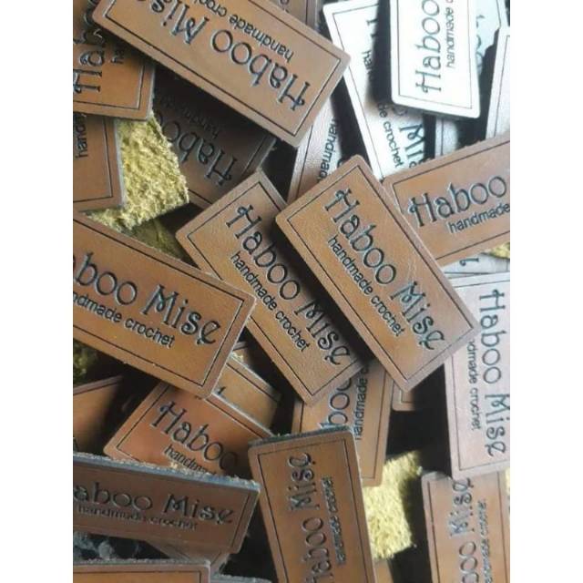 label kulit sintetis/label handmade/label murah