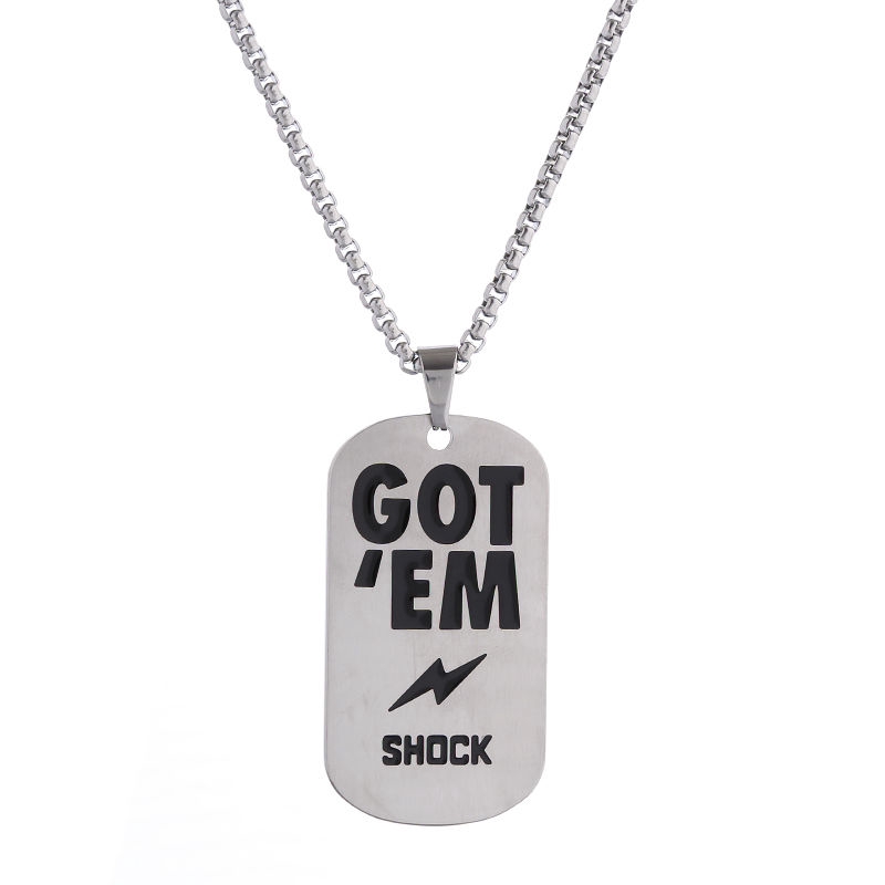 Kalung Rantai Dengan Liontin Gaya Hip Hop Militer Bahan Titanium Steel