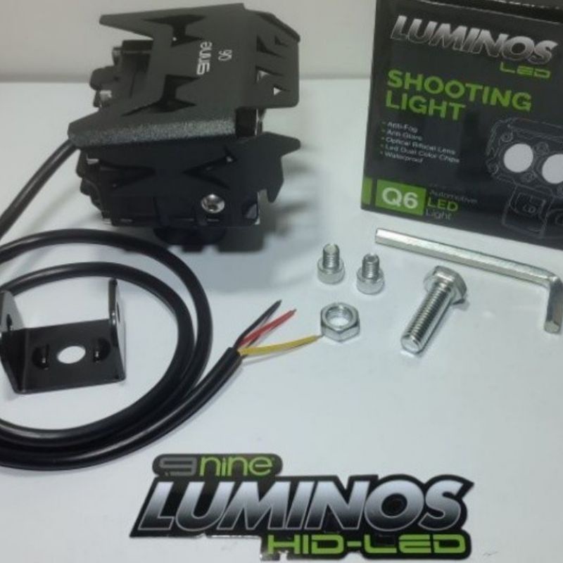 Lampu sorot Luminos Q6 Shooting Light Original Double Lensa Putih Kuning Mobil Motor 12Volt