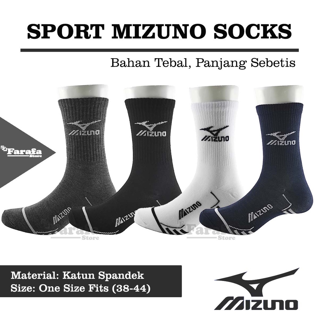 Kaos Kaki Sport Mizuno Panjang Sebetis Bahan Katun Spandek Tebal