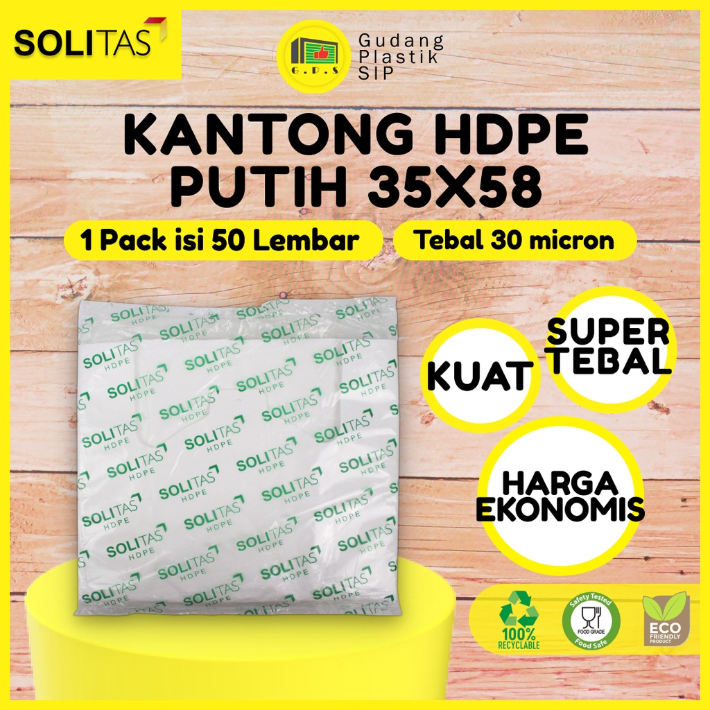 Kantong Plastik Kresek Putih Tebal UK 35x58 HDPE