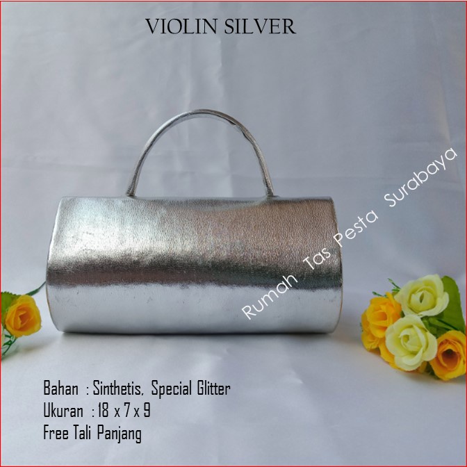 Tas Kekinian,Tas Satin,Tas Clutch,VIOLIN SILVER