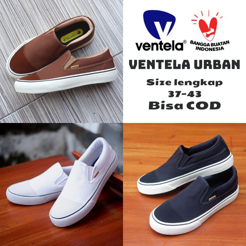 SEPATU VENTELA URBAN BLACK NATURAL WHITE BROWNIES ORIGINAL SNEAKER VENTELA URBAN HITAM PUTIH COKLAT 